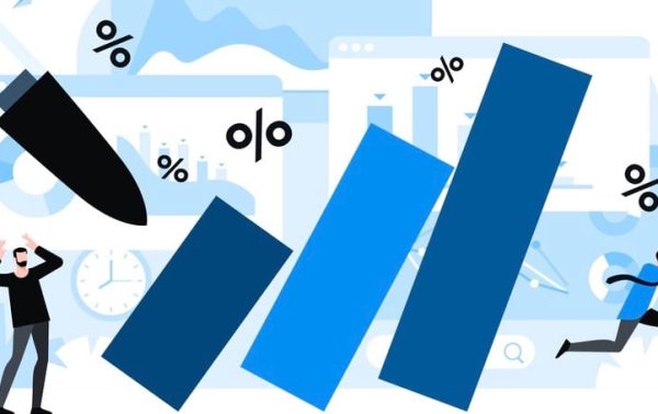 Bomb brings down financial market. Businessman is running away from consequences of war. Animation ready duik friendly vector. Financial crisis, economic recession, bankruptcy, depression.